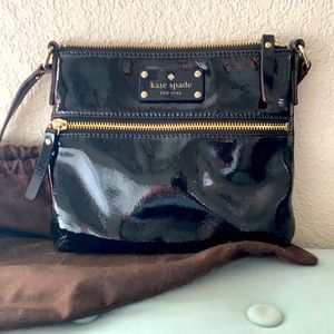 Kate Spade black paten leather pocket purse